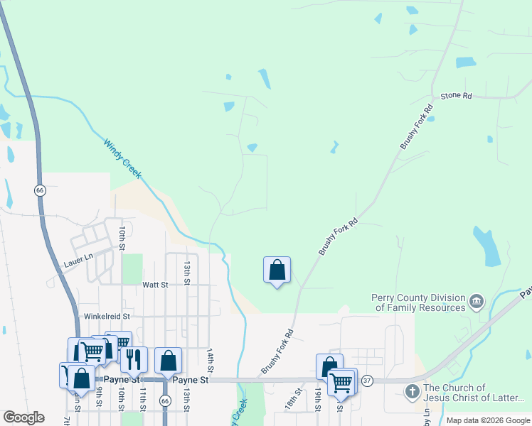 map of restaurants, bars, coffee shops, grocery stores, and more near 9040 Steward Road in Tell City