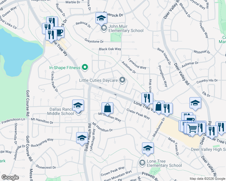 map of restaurants, bars, coffee shops, grocery stores, and more near 2016 Eucalyptus Way in Antioch