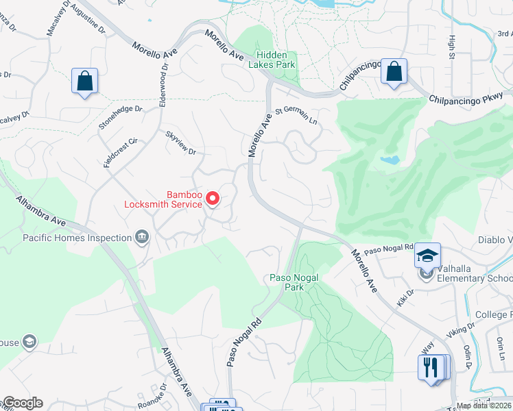 map of restaurants, bars, coffee shops, grocery stores, and more near 41 Morello Court in Pleasant Hill