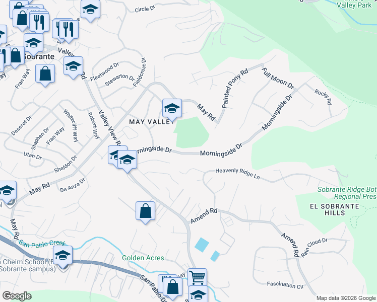 map of restaurants, bars, coffee shops, grocery stores, and more near 3519 Morningside Drive in Richmond