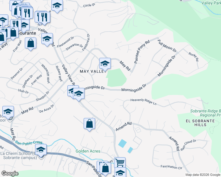 map of restaurants, bars, coffee shops, grocery stores, and more near 3435 Morningside Drive in Richmond