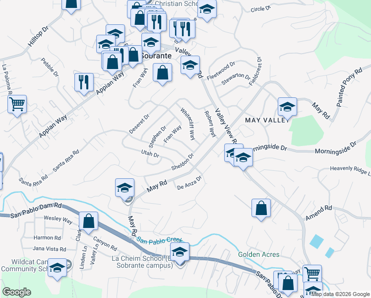 map of restaurants, bars, coffee shops, grocery stores, and more near 4551 Gregory Way in Richmond