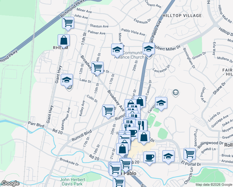map of restaurants, bars, coffee shops, grocery stores, and more near 2810 19th Street in San Pablo