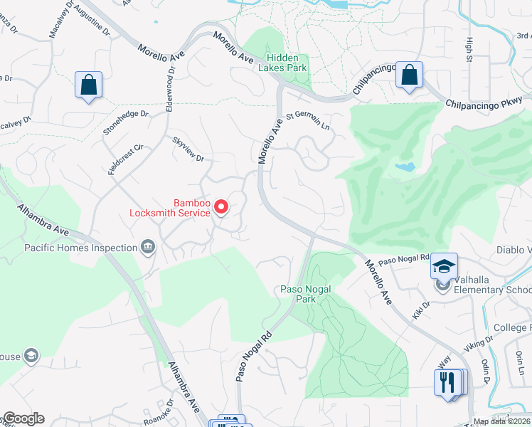 map of restaurants, bars, coffee shops, grocery stores, and more near 41 Morello Court in Pleasant Hill