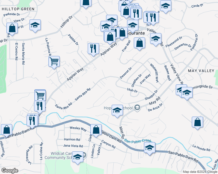 map of restaurants, bars, coffee shops, grocery stores, and more near 4369 Nelson Drive in El Sobrante