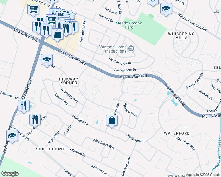 map of restaurants, bars, coffee shops, grocery stores, and more near 4057 Mooncoin Way in Lexington