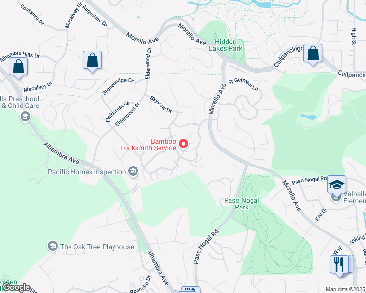 map of restaurants, bars, coffee shops, grocery stores, and more near 530 Ridgeview Court in Pleasant Hill