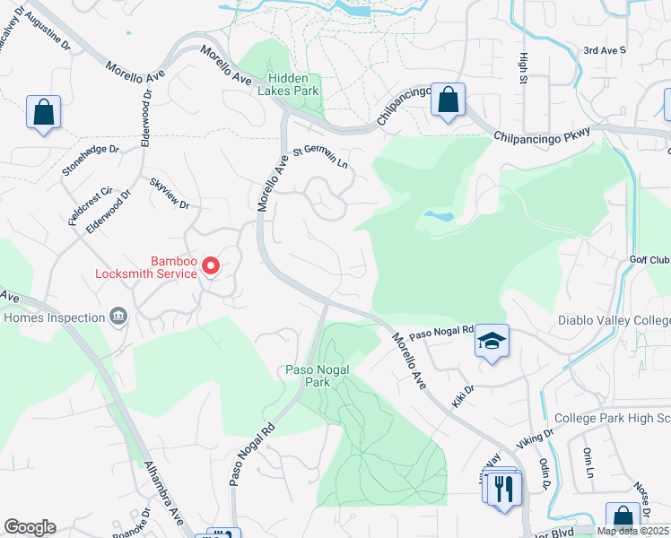 map of restaurants, bars, coffee shops, grocery stores, and more near 1796 Douglas Terrace in Pleasant Hill