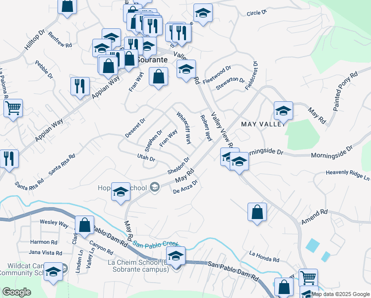 map of restaurants, bars, coffee shops, grocery stores, and more near 4551 Gregory Way in Richmond
