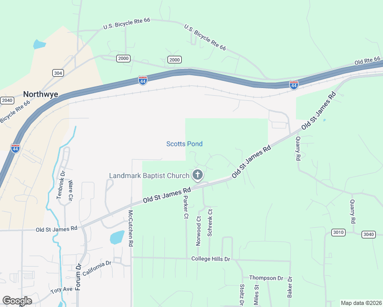 map of restaurants, bars, coffee shops, grocery stores, and more near 1500 Red Oak Drive in Rolla