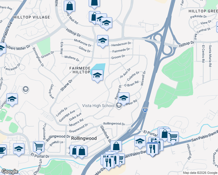 map of restaurants, bars, coffee shops, grocery stores, and more near 2801 Jo Ann Drive in Richmond