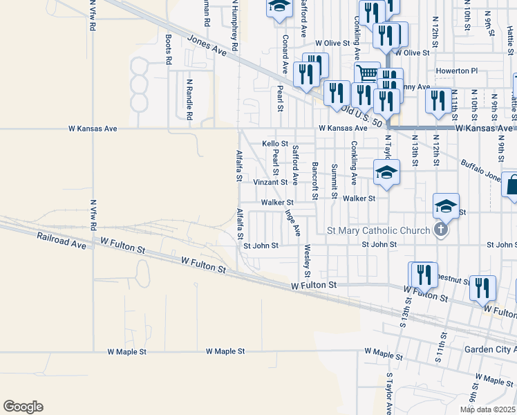 map of restaurants, bars, coffee shops, grocery stores, and more near 1905 Chesterfield Drive in Garden City