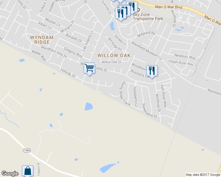 map of restaurants, bars, coffee shops, grocery stores, and more near 4073 Hillside Dr in Lexington