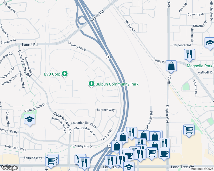 map of restaurants, bars, coffee shops, grocery stores, and more near 5609 Majestic Oak Court in Antioch
