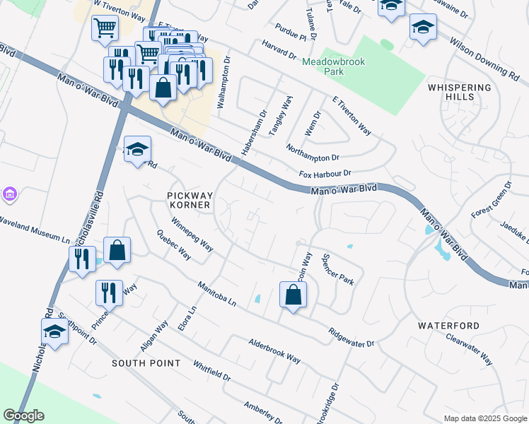 map of restaurants, bars, coffee shops, grocery stores, and more near 4013 Expo Court in Lexington