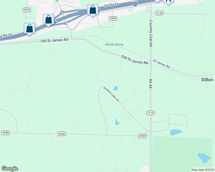 map of restaurants, bars, coffee shops, grocery stores, and more near 11695 Forest Lake Drive in Rolla