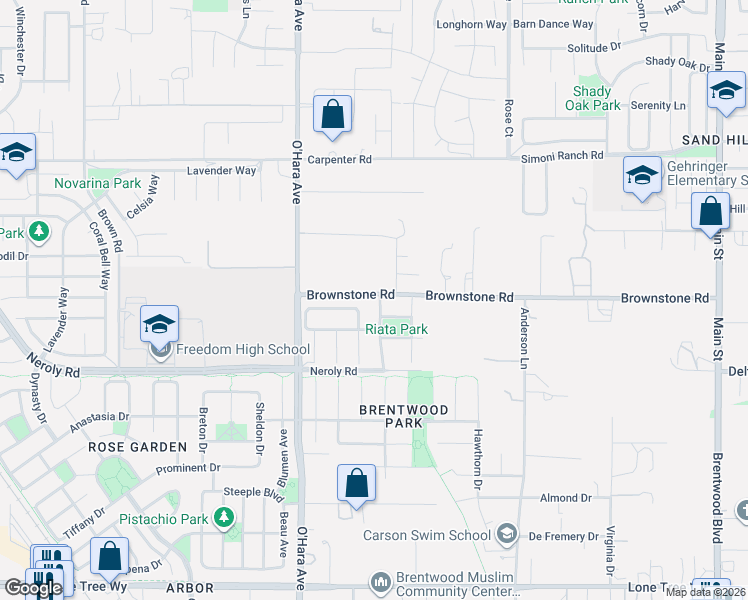 map of restaurants, bars, coffee shops, grocery stores, and more near 4018 Blacksmith Circle in Oakley