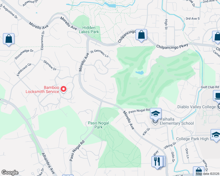 map of restaurants, bars, coffee shops, grocery stores, and more near 53 Janin Place in Pleasant Hill