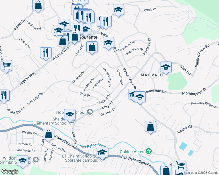 map of restaurants, bars, coffee shops, grocery stores, and more near 4528 Whitecliff Way in Richmond