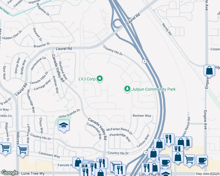 map of restaurants, bars, coffee shops, grocery stores, and more near 5538 Pinnacle View Court in Antioch