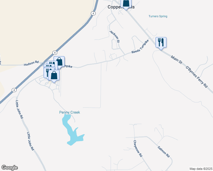 map of restaurants, bars, coffee shops, grocery stores, and more near 914 Reeds Turnpike in Copperopolis