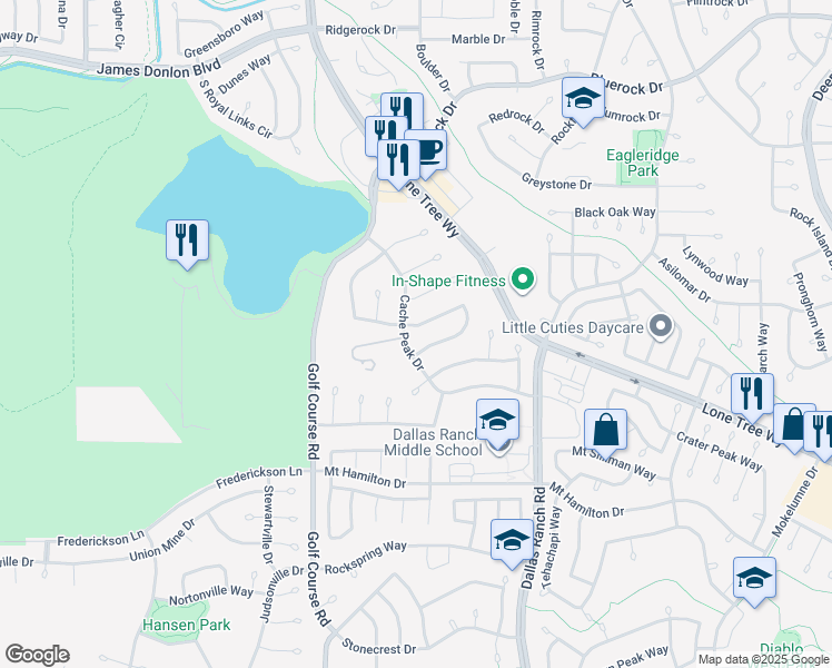 map of restaurants, bars, coffee shops, grocery stores, and more near 4704 Crestone Needle Way in Antioch