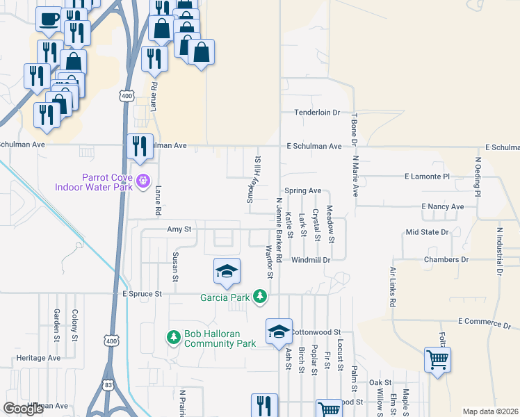 map of restaurants, bars, coffee shops, grocery stores, and more near 3613 Cheyenne Court in Garden City