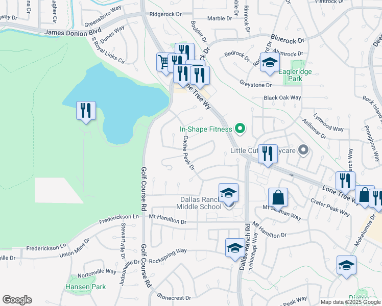 map of restaurants, bars, coffee shops, grocery stores, and more near 4704 Crestone Needle Way in Antioch