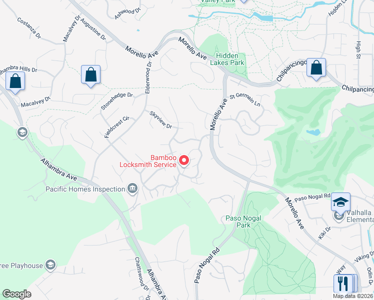 map of restaurants, bars, coffee shops, grocery stores, and more near 804 Cliffside Drive in Pleasant Hill