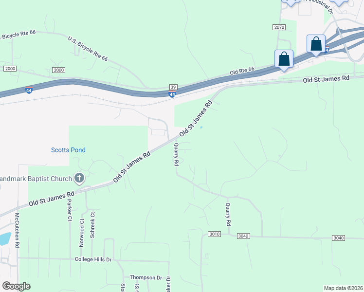 map of restaurants, bars, coffee shops, grocery stores, and more near 10516 County Road 3060 in Rolla