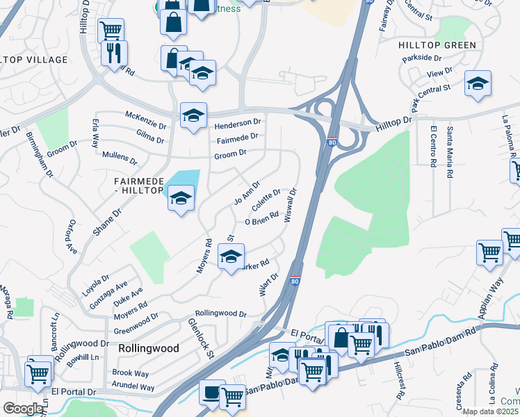 map of restaurants, bars, coffee shops, grocery stores, and more near 2942 Jo Ann Drive in Richmond