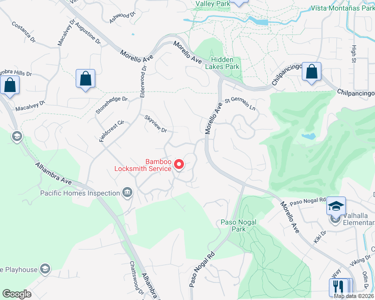 map of restaurants, bars, coffee shops, grocery stores, and more near 804 Cliffside Drive in Pleasant Hill