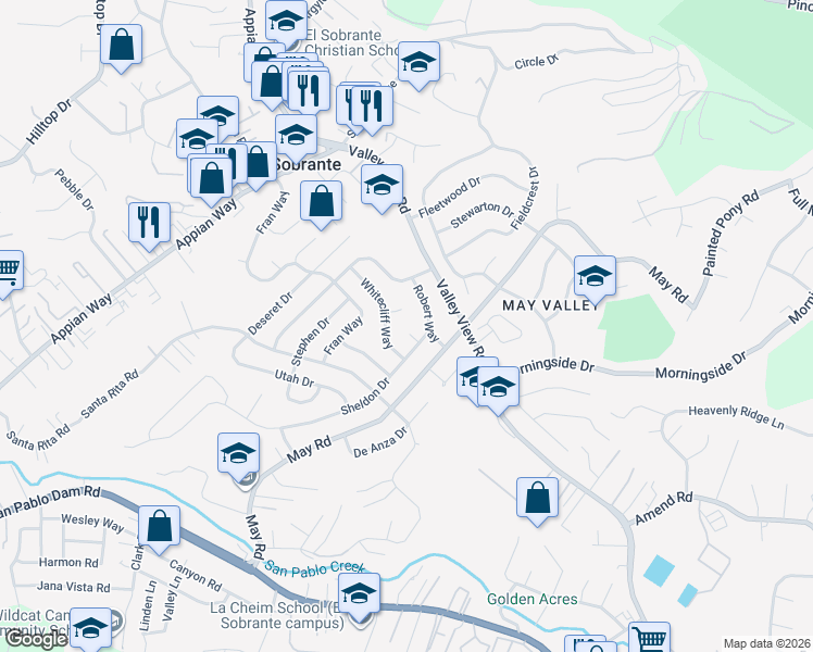 map of restaurants, bars, coffee shops, grocery stores, and more near 4528 Robert Way in Richmond