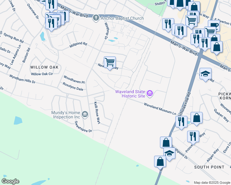 map of restaurants, bars, coffee shops, grocery stores, and more near 370 Waveland Museum Lane in Lexington