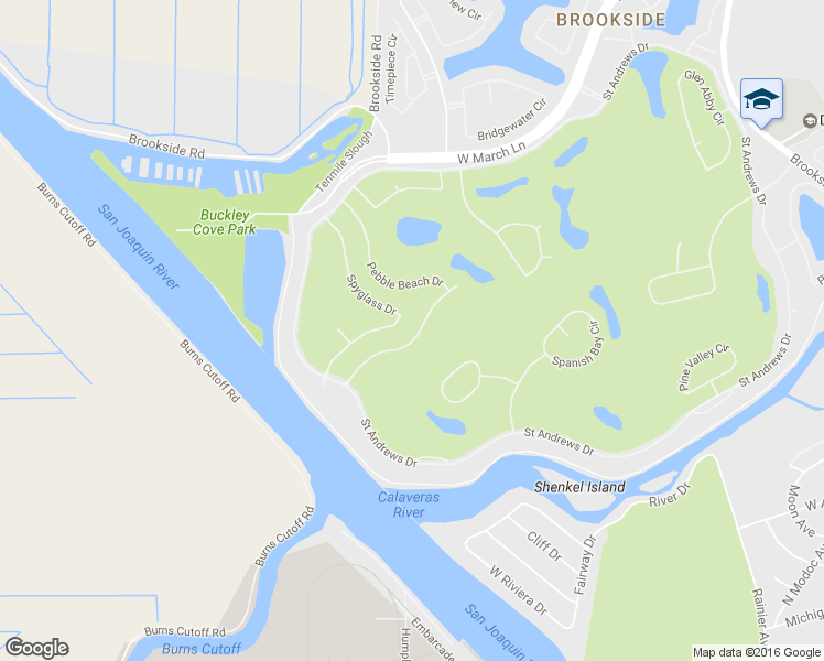 map of restaurants, bars, coffee shops, grocery stores, and more near 4249 Pebble Beach Drive in Stockton