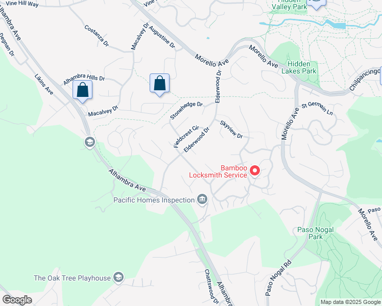 map of restaurants, bars, coffee shops, grocery stores, and more near 148 Elderwood Drive in Pleasant Hill