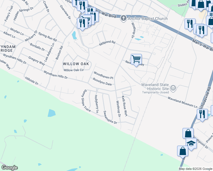 map of restaurants, bars, coffee shops, grocery stores, and more near 732 Rosslyns Dale in Lexington
