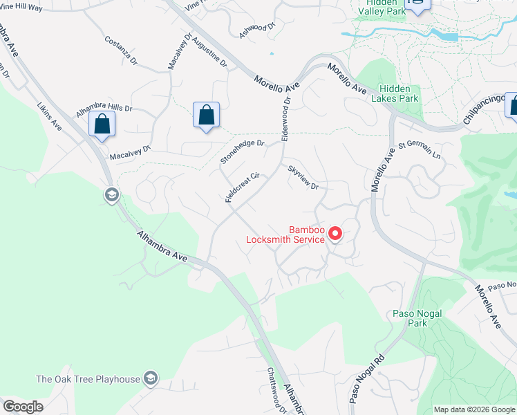 map of restaurants, bars, coffee shops, grocery stores, and more near 26 Blue Gum Court in Pleasant Hill