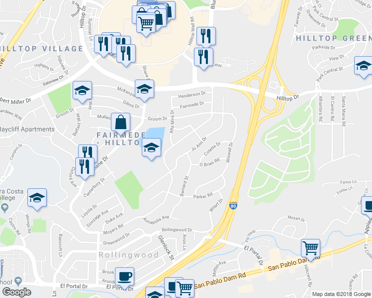 map of restaurants, bars, coffee shops, grocery stores, and more near 2903 Jo Ann Drive in Richmond
