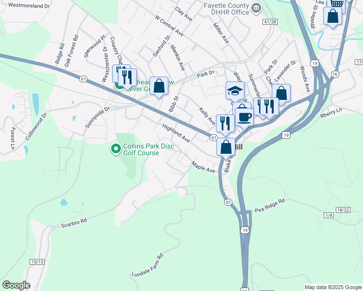 map of restaurants, bars, coffee shops, grocery stores, and more near 18 Wood Hill Ct in Oak Hill