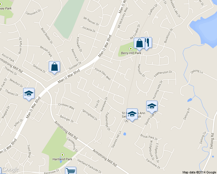 map of restaurants, bars, coffee shops, grocery stores, and more near 3361 Kenesaw Dr in Lexington