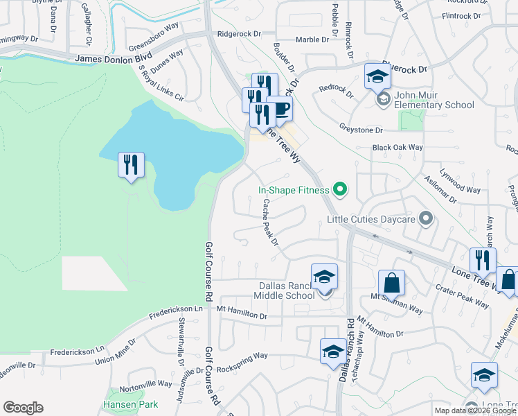 map of restaurants, bars, coffee shops, grocery stores, and more near 4753 Crestone Peak Court in Antioch