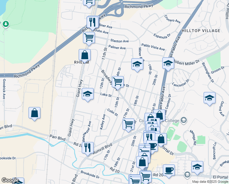 map of restaurants, bars, coffee shops, grocery stores, and more near 2816 13th Street in San Pablo