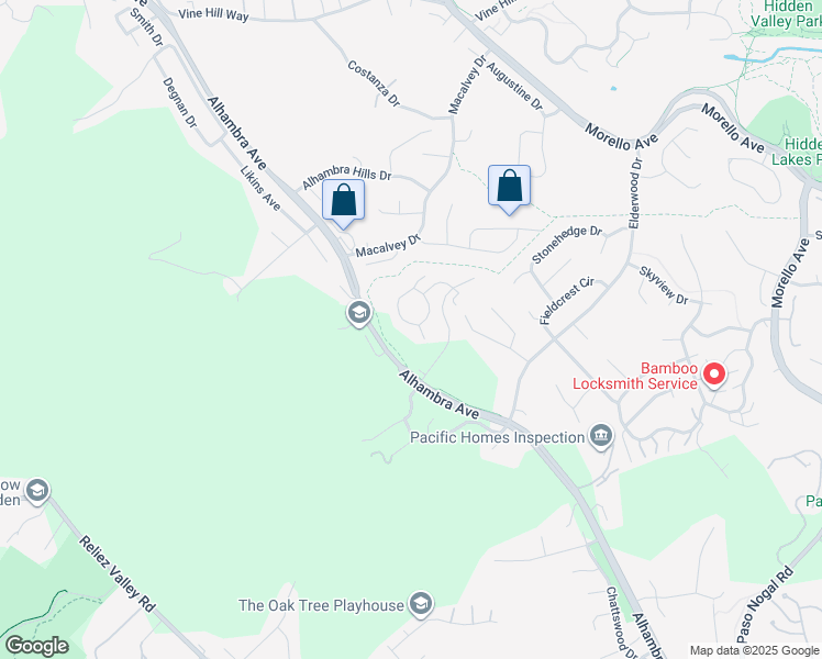 map of restaurants, bars, coffee shops, grocery stores, and more near 405 Thistle Circle in Martinez