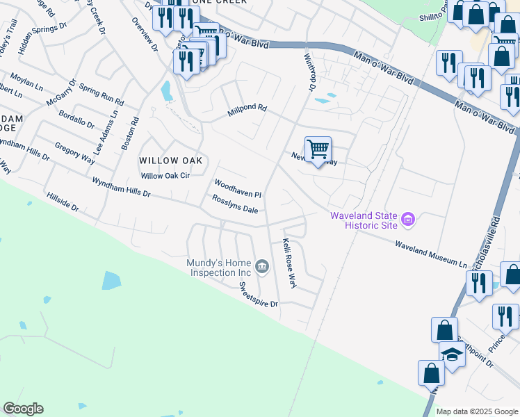 map of restaurants, bars, coffee shops, grocery stores, and more near 3825 Winthrop Drive in Lexington
