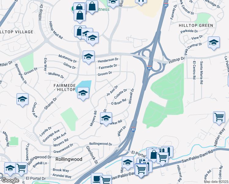 map of restaurants, bars, coffee shops, grocery stores, and more near 2942 Jo Ann Drive in Richmond