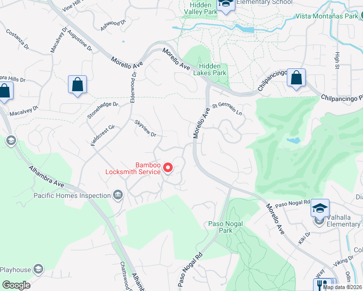 map of restaurants, bars, coffee shops, grocery stores, and more near 825 Cliffside Drive in Pleasant Hill