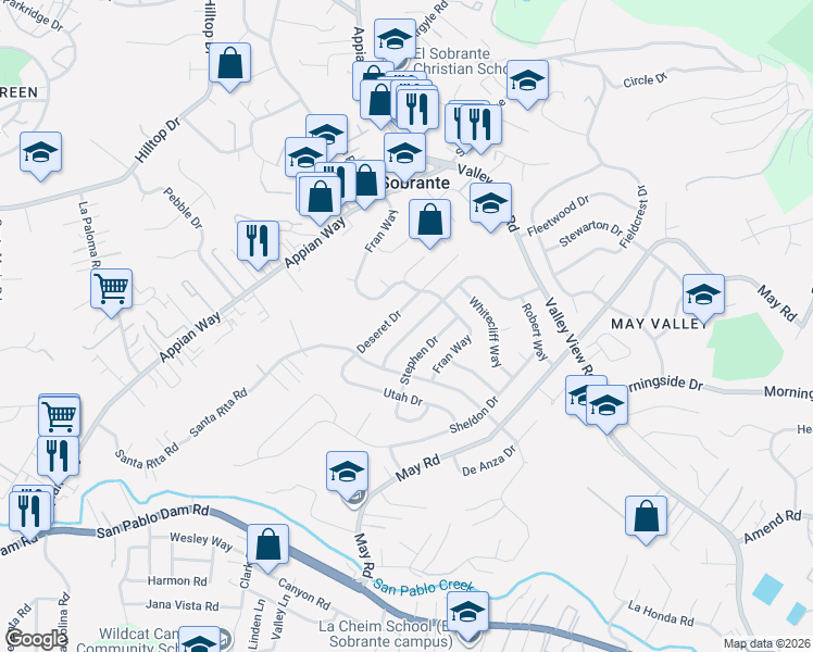 map of restaurants, bars, coffee shops, grocery stores, and more near 3050 Keith Drive in Richmond
