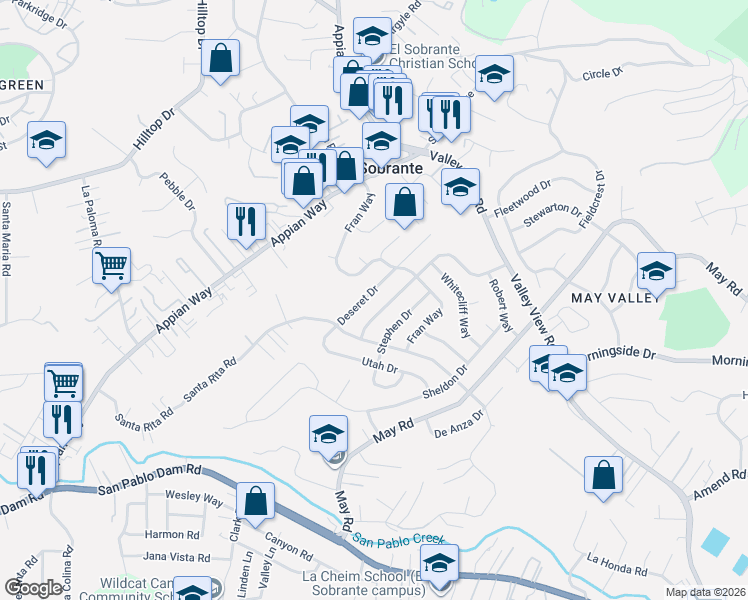 map of restaurants, bars, coffee shops, grocery stores, and more near 3050 Keith Drive in Richmond