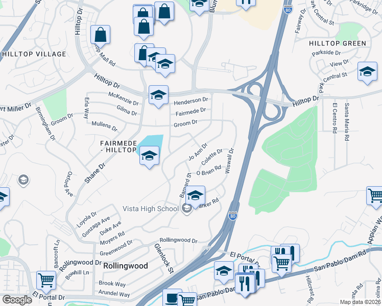 map of restaurants, bars, coffee shops, grocery stores, and more near 2903 Jo Ann Drive in Richmond